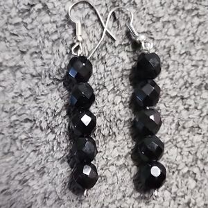 Elegant Black Beaded Earrings